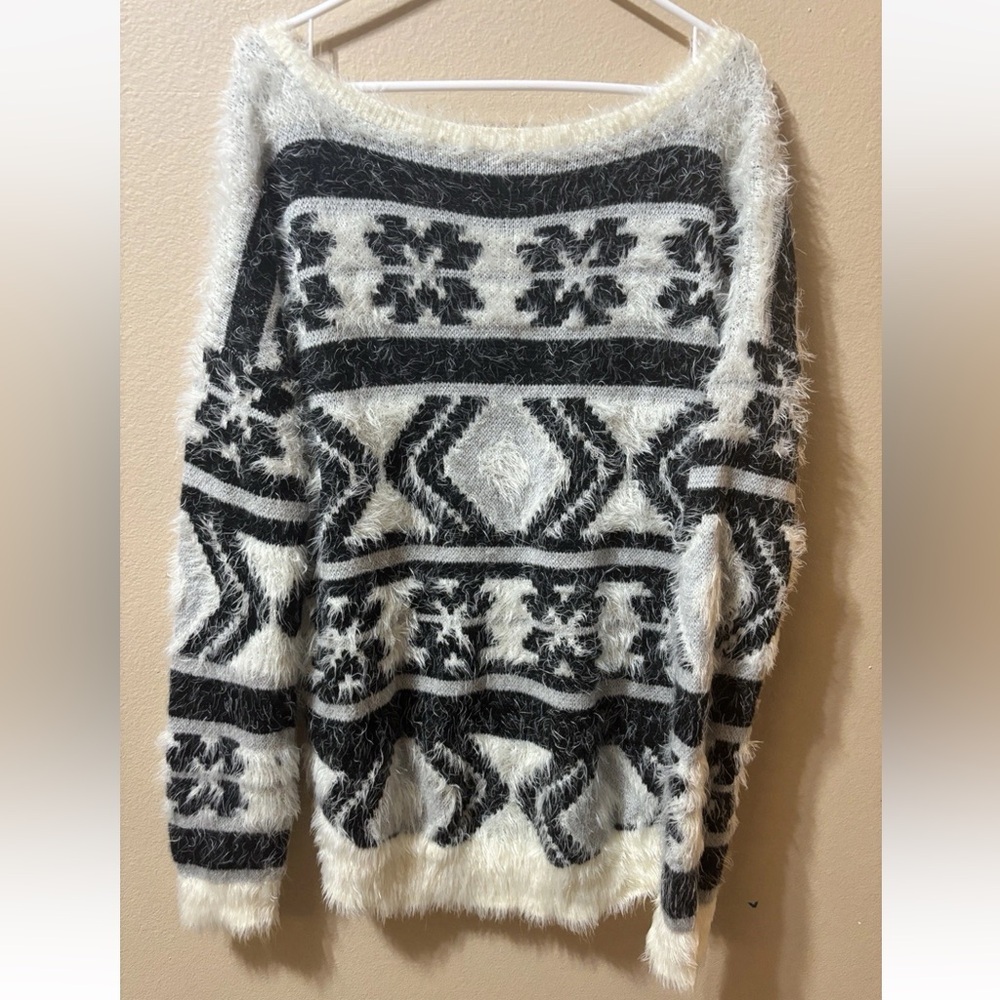 Express Black and White Patterned Sweater - Picture 2 of 5